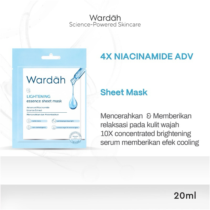 ORIGINAL Masker Wardah Lightening Essence Sheet Mask Face / Masker Wajah per Lembaran