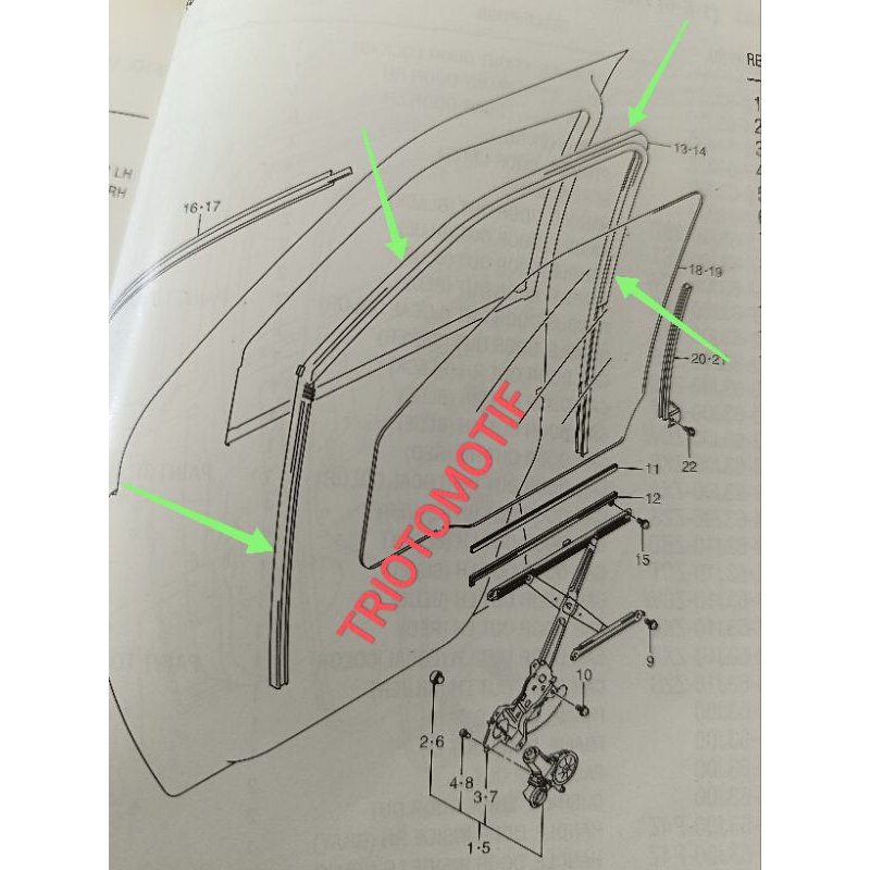 karet channel kaca pintu depan suzuki swift old original