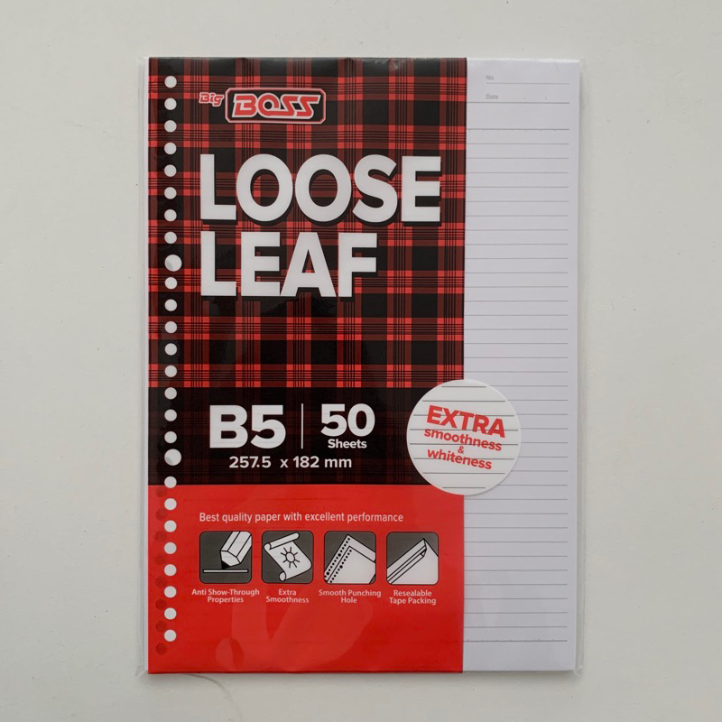 

Loose Leaf B5 Big Boss Garis 50Lembar | Kertas Binder Refill Kertas