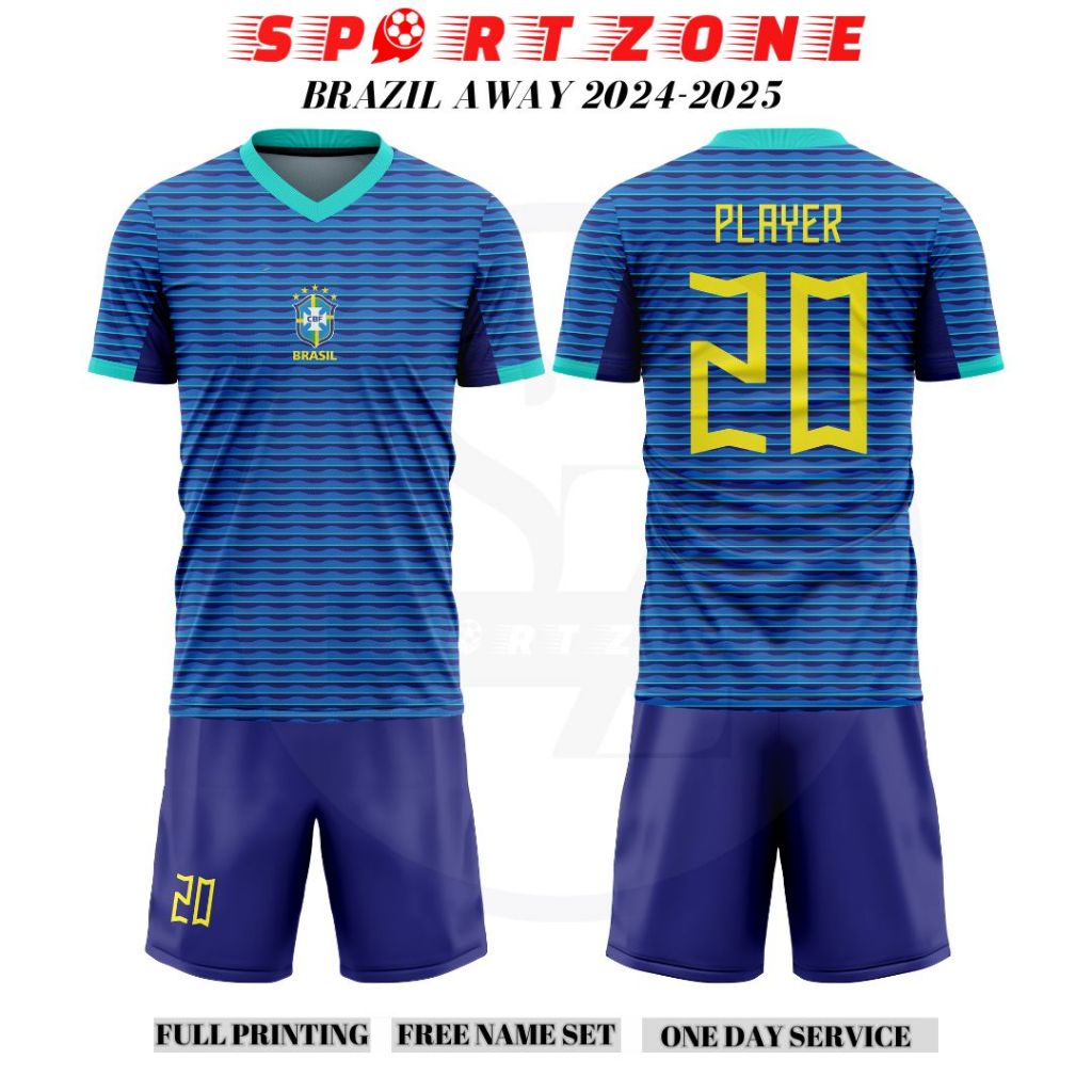 Jersey baju bola BRAZIL AWAY LIGA EURO 2024 - 2025 Free Nameset Full Printing premium
