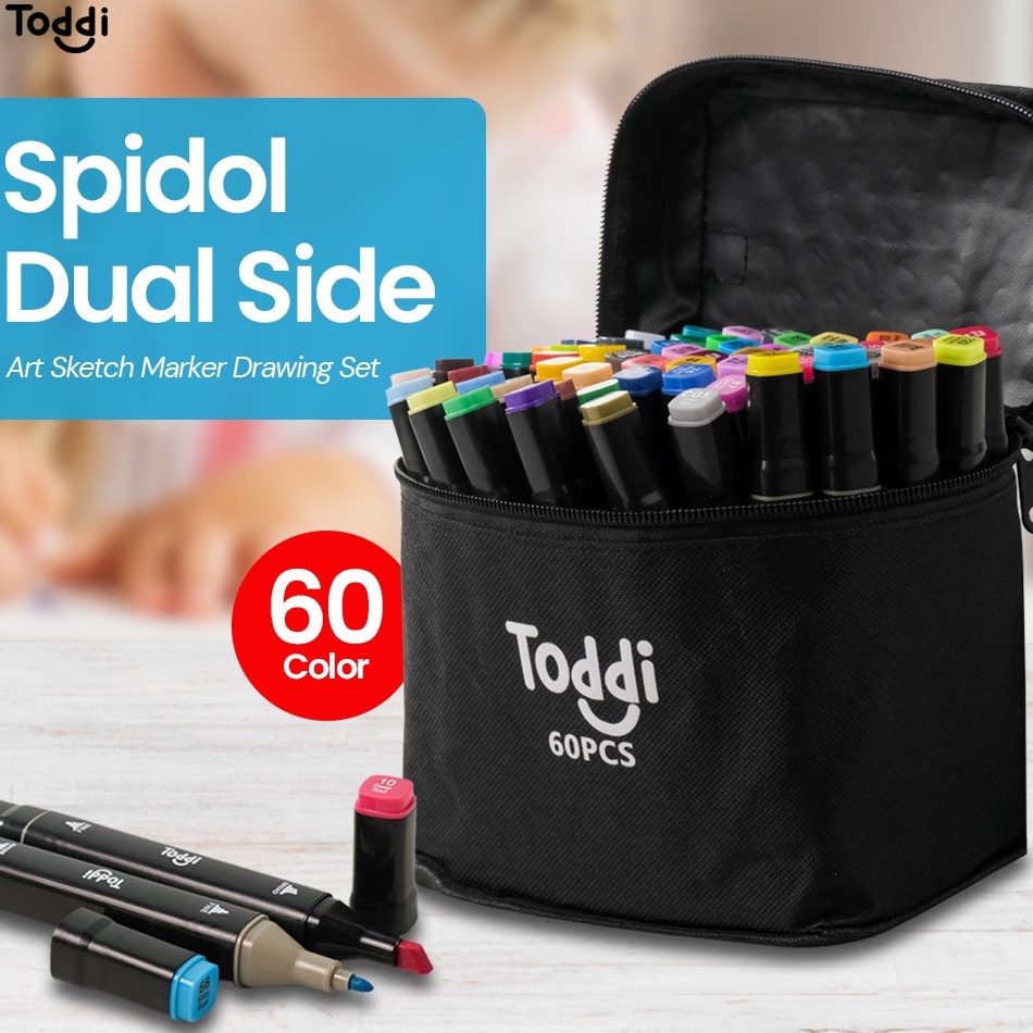 

ART H13J Spidol Stabilo 12 24 3 48 6 8 Warna Dua Sisi Touch Dual Side Fine Art Brush pen Art marker Set