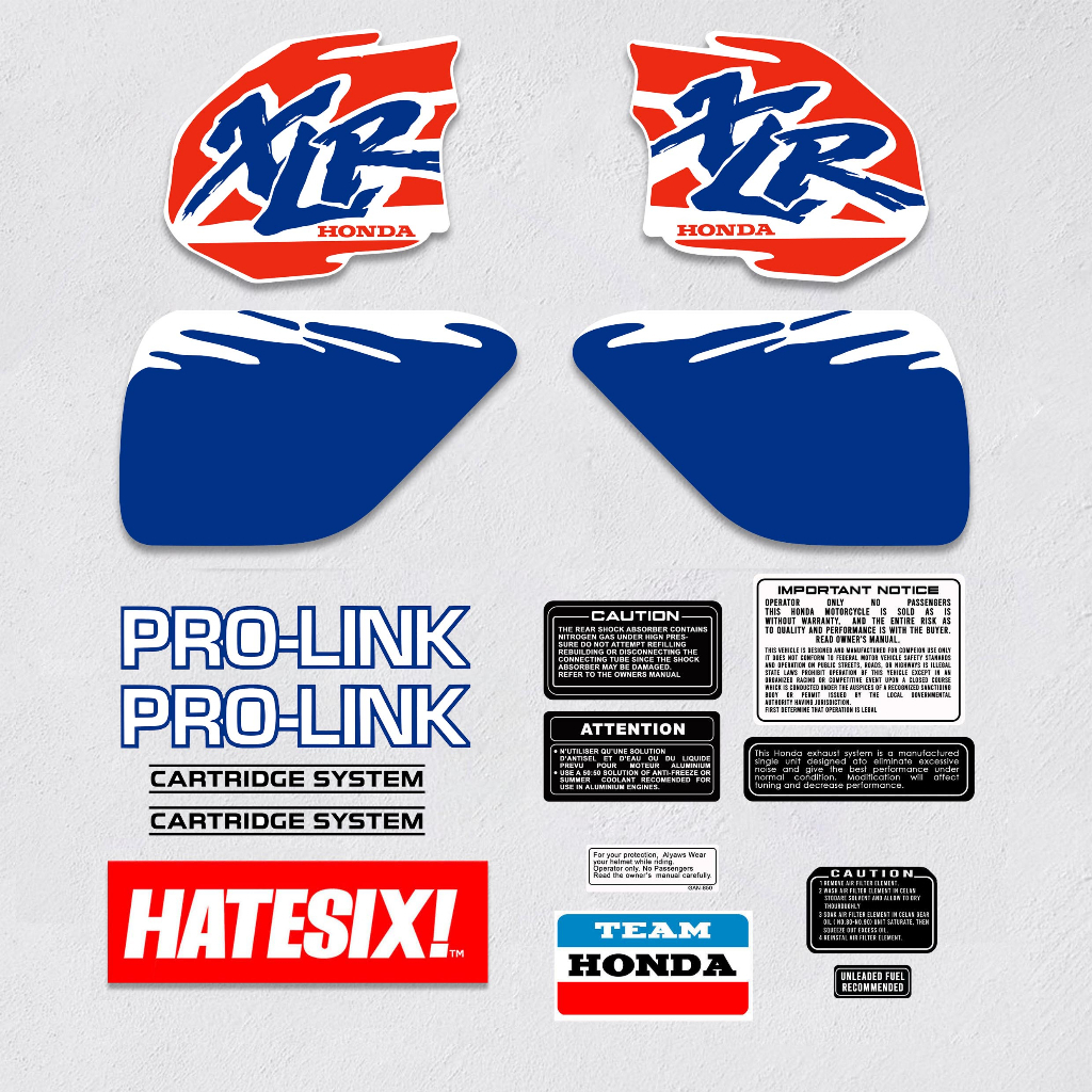Sticker Decal Honda Baja XLR 200 XR 1996 Hatesix