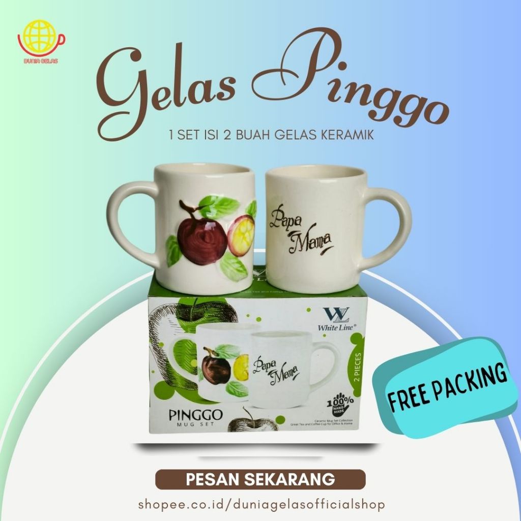 Gelas Set isi 2/Gelas Kado/Gelas Keramik Set/Gelas Papa Mama/Gelas Mug Hadiah