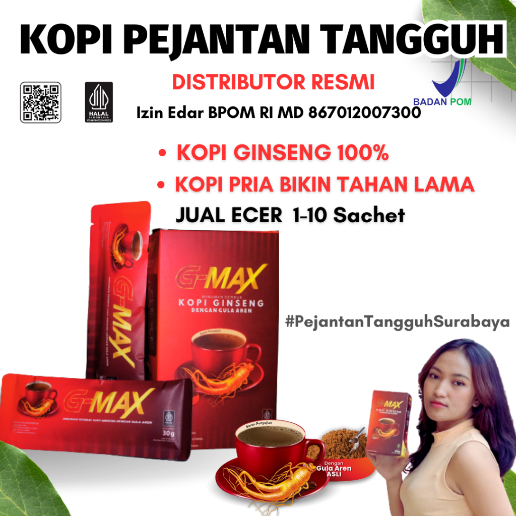 

[KOPI GMAX OFFICIAL JAKARTA] Produsen Distributor Resmi - Kopi g max 100% original BPOM Resmi khasiat sama Kopi Gatot Koco By dr. Richard Lee - Kopi Gatot Koco (Privasi Aman) Monceer Coffee Original | Kopi Herbal Pria | Halal & Bpom