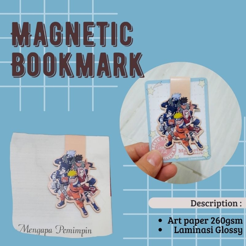 

magnetic bookmark / pembatas buku magnet Anime Naruto Tim