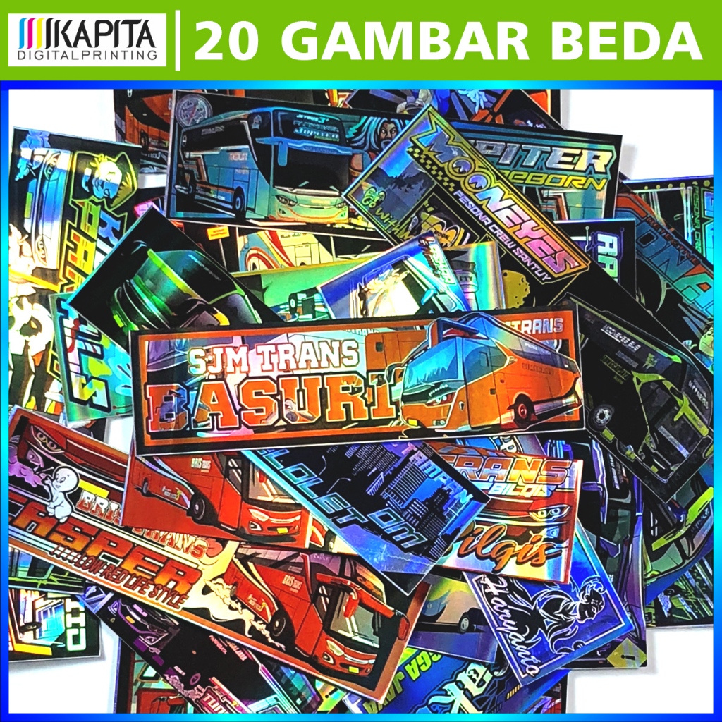 

(isi 20 lembar) Tempelan Bus Panjang Hologram Berkilau Murah stiker bus keren stiker bus mania stiker bis