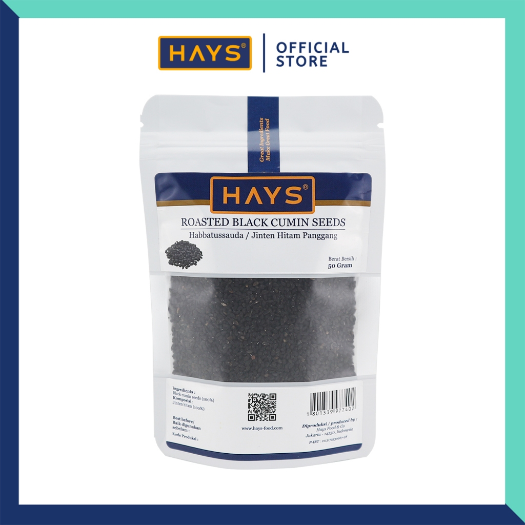 

HAYS - Jintan Hitam habatusauda Panggang 50 Gram / Roasted Black Cumin Seed 50 G/ Jinten