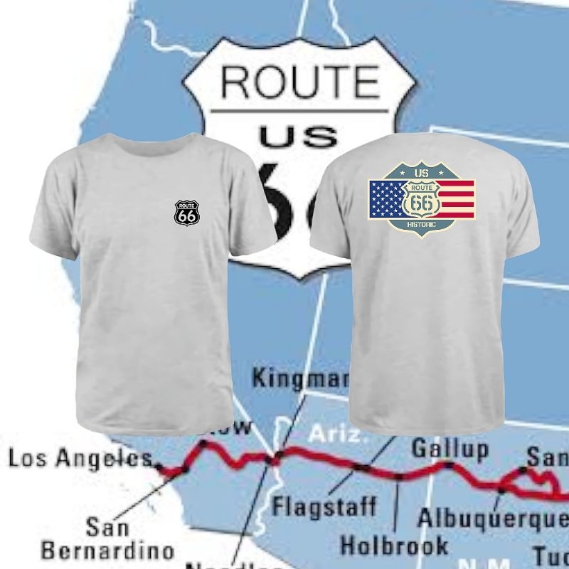 Kaos T Shirt US ROUTE 66 Historic Vintage Rare Design