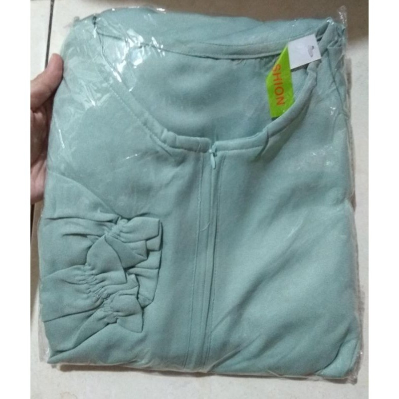 MULAN - Gamis Dress Jumbo Polos Busui Warna Hijau Ijo Mint /Gamis Wulan
