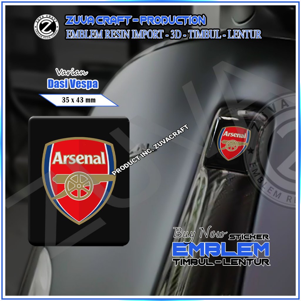 STIKER EMBLEM VESPA LOGO ARSENAL EMBLEM TIMBUL STIKER VESPA DASI VESPA VESPA RESIN LENTUR Vespa LX/S