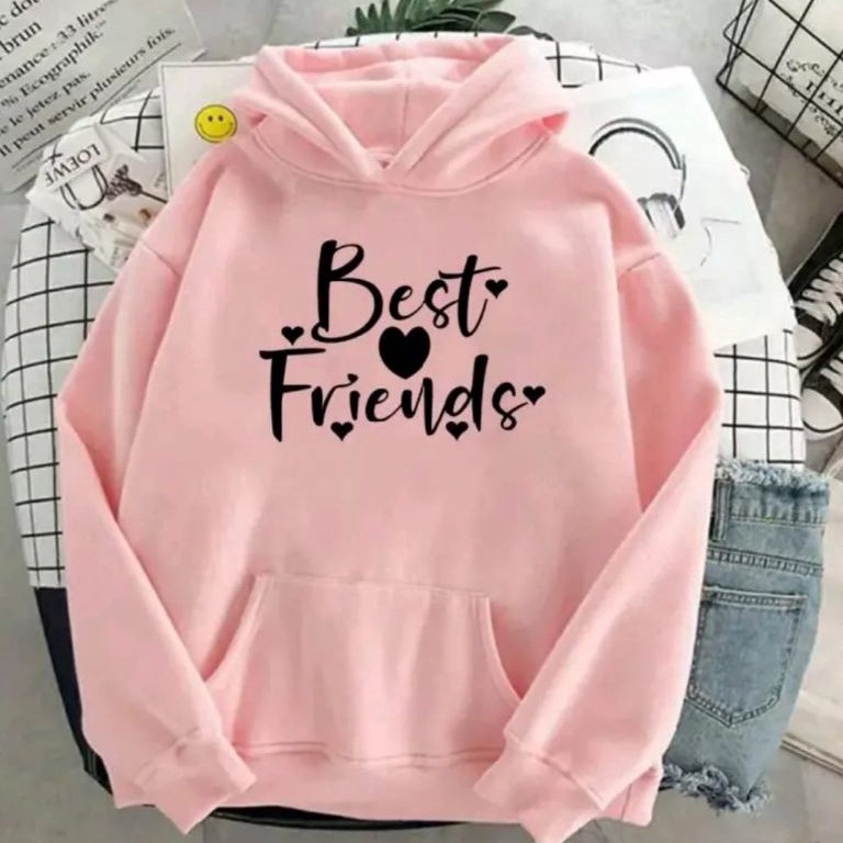 Cuci gudang COD Sweater Hoodie Atasan Sweater Wanita Atau Remaja Kekinian BEST FRIENDS Size MLXLXXL