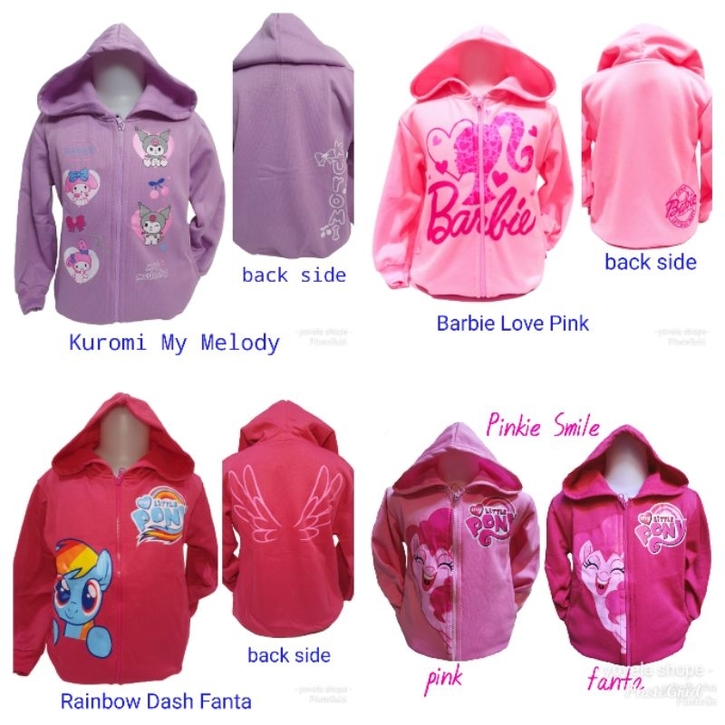 Jaket Anak Perempuan Karakter Pony,  Barbie, Kuromi n My Melody