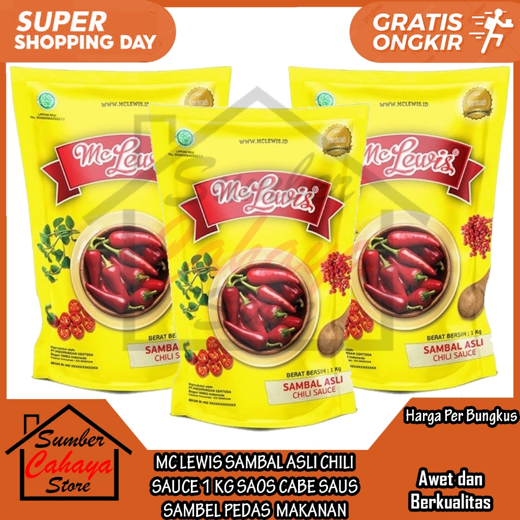 

SAMBAL ASLI MC LEWIS POUCH 1 KG CHILI SAUCE SAOS CABE SAUS PEDAS CABAI SAMBEL MCLEWIS BUMBU MASAK KECAP RACIKAN MAKAN PENYEDAP PENCAMPUR RASA HOT PREMIUM VALUE FROZEN FOOD CAMPURAN MAKANAN RINGAN RDS4