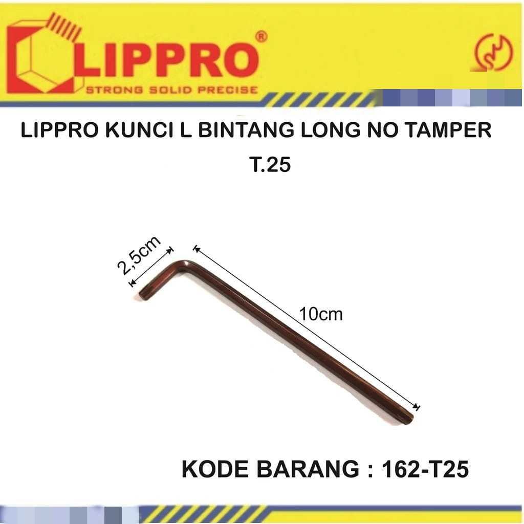Kunci L Bintang Long No Tamper T.25 (TIDAK LUBANG) 162-T.25