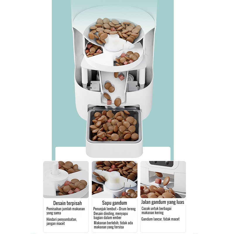 Ay00 Tempat Makan Kucing Otomatis Timer 6L Pengaturan APP Feeder Anjing Otomatis Dispenser Makanan