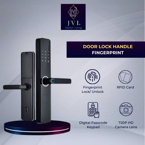 JVL - Smart Digital Door Lock Fingerprint RFID / Manual Key / Touch Button Keypad Aesthetic Handle S