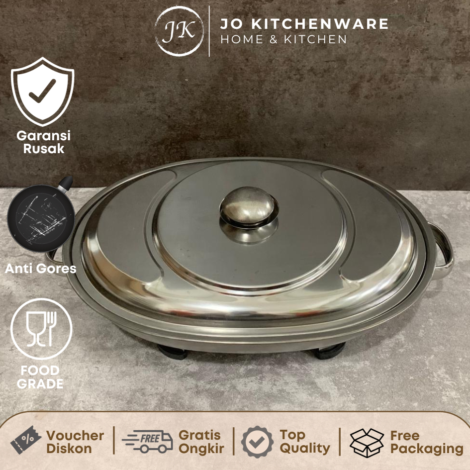 Fast food oval tutup stainless tempat makan prasmanan oval stainless saji