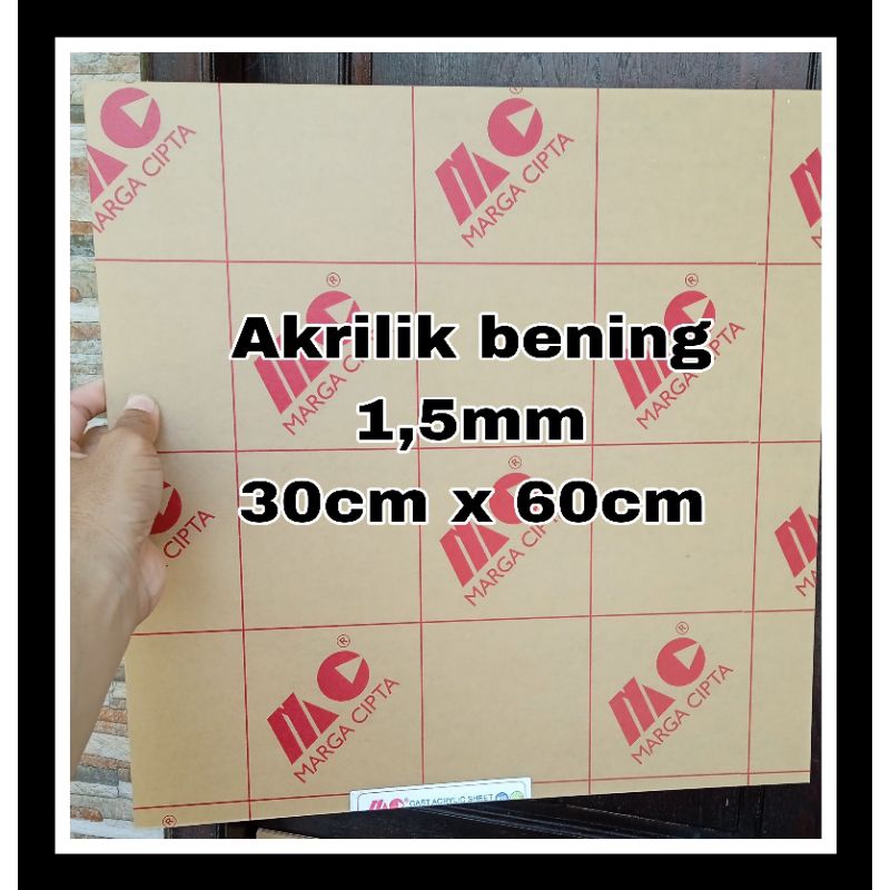 Acrylic bening 1,5mm 30x60/Akrilik lembaran bening