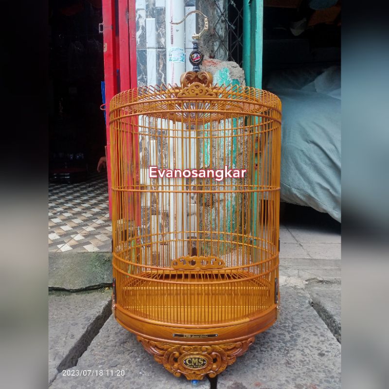 SANGKAR BURUNG MURAI NO 2 KAYU JATI UKIR MEREK CMS