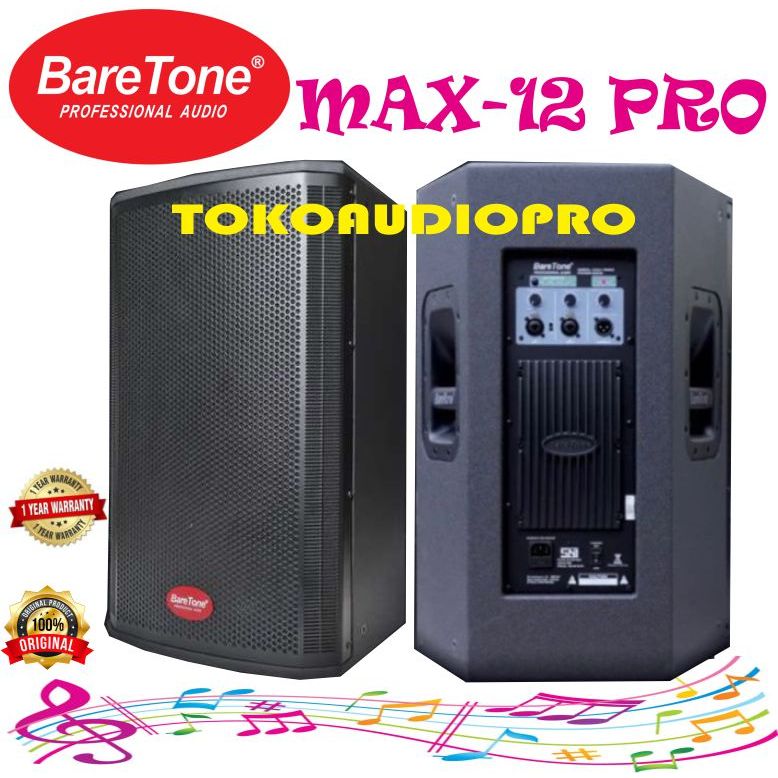 Speaker Baretone Max-12 Pro 12-Inch Speaker Aktif Baretone Max12Pro Max12 Pro