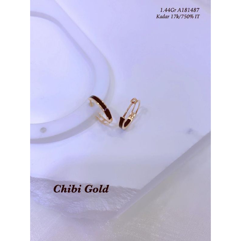 CHIBI GOLD-Anting bulat italy emas 750 kadar 17k A181487