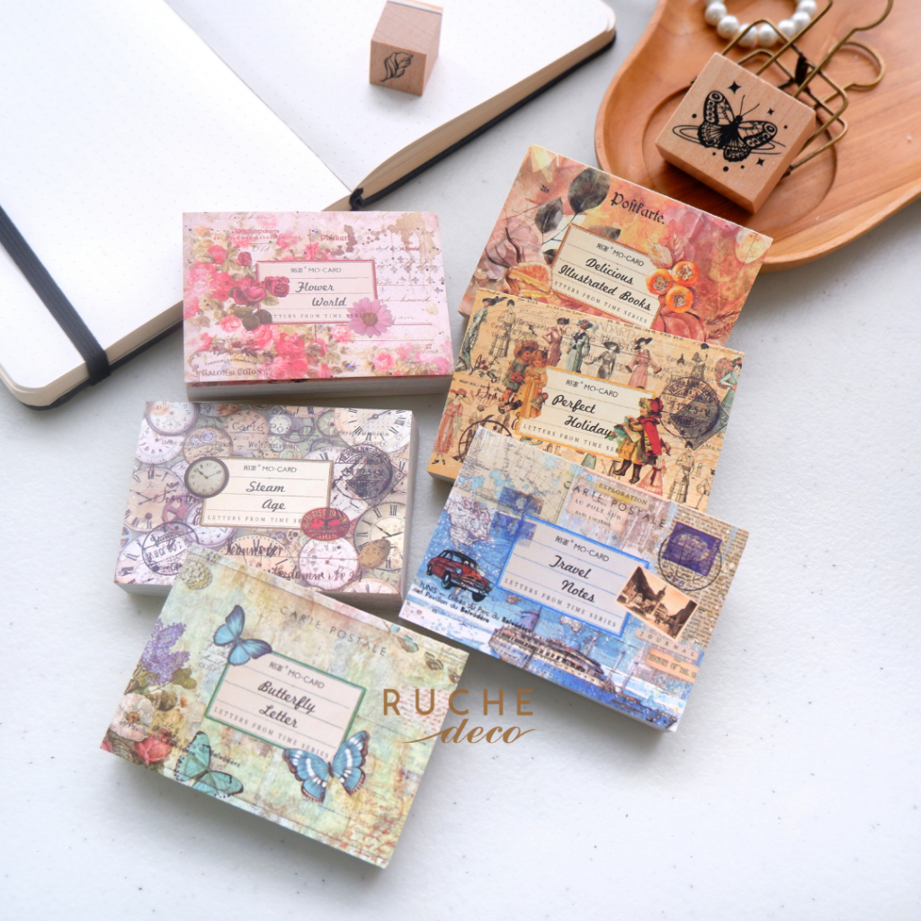 

RUCHE DECO - Deco Paper 9 Poscard Series / Aesthetics Decor Craft Paper / VINTAGE DECORATION PAPER / Decorative Paper for Scarpbook BuJo
