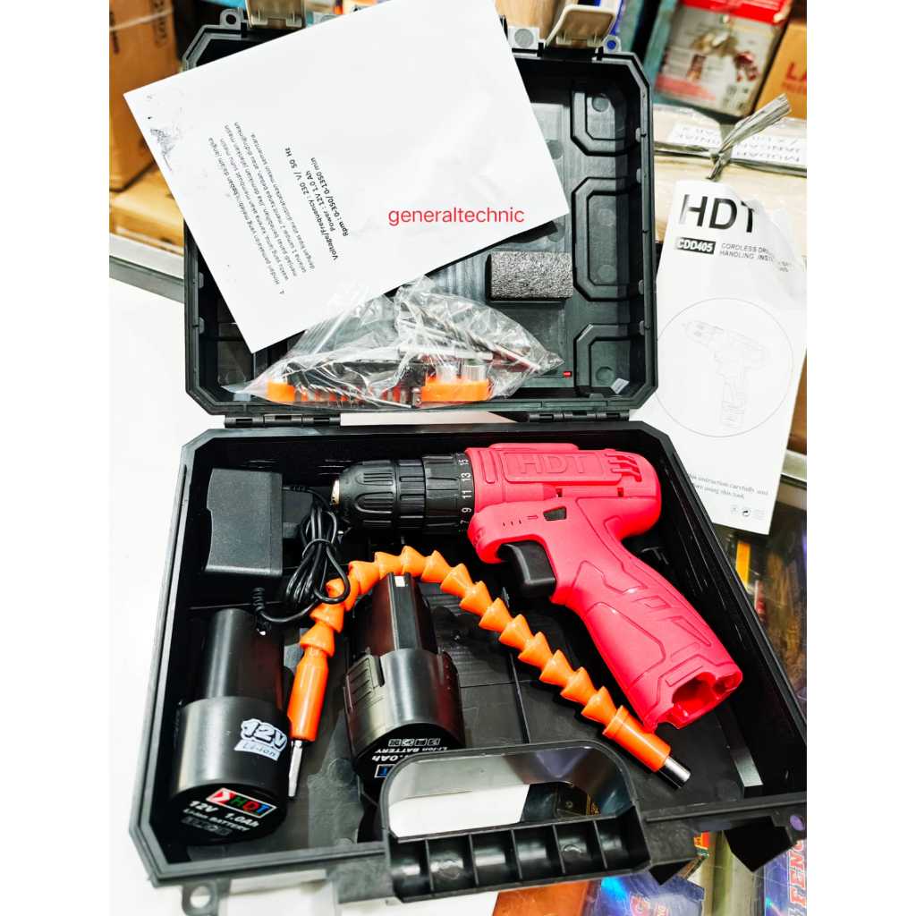 Bamboogrove_ Bor Cas Hdt 12V 10Mm Cordless Drill Hdt Cdd405 2 Batre Bor Cas Hdt Cdd-405 Hdt