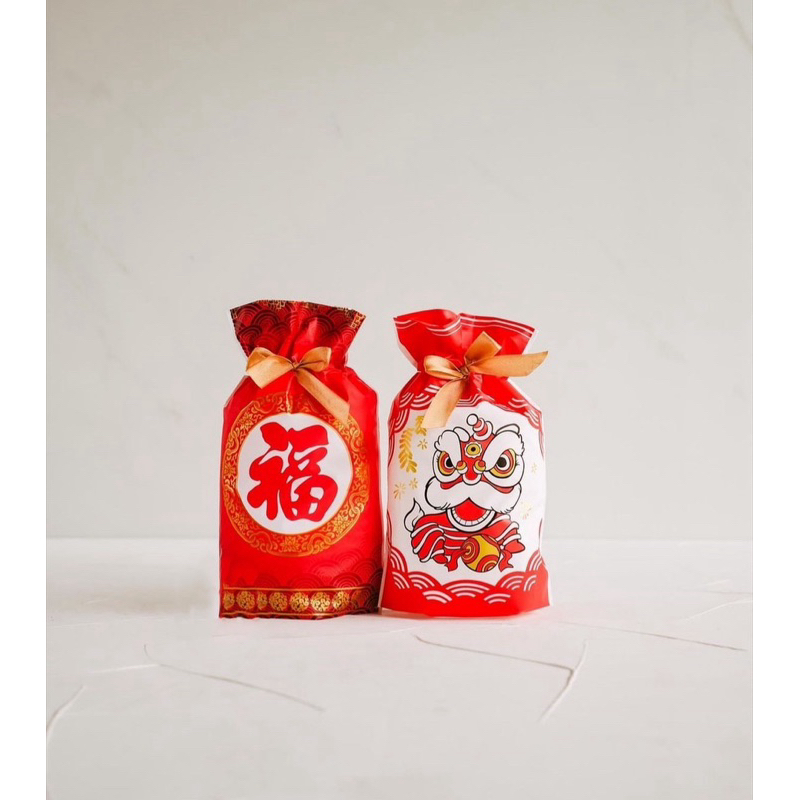 

set 10 pcs goodie bag serut CNY, plastik serut tema imlek