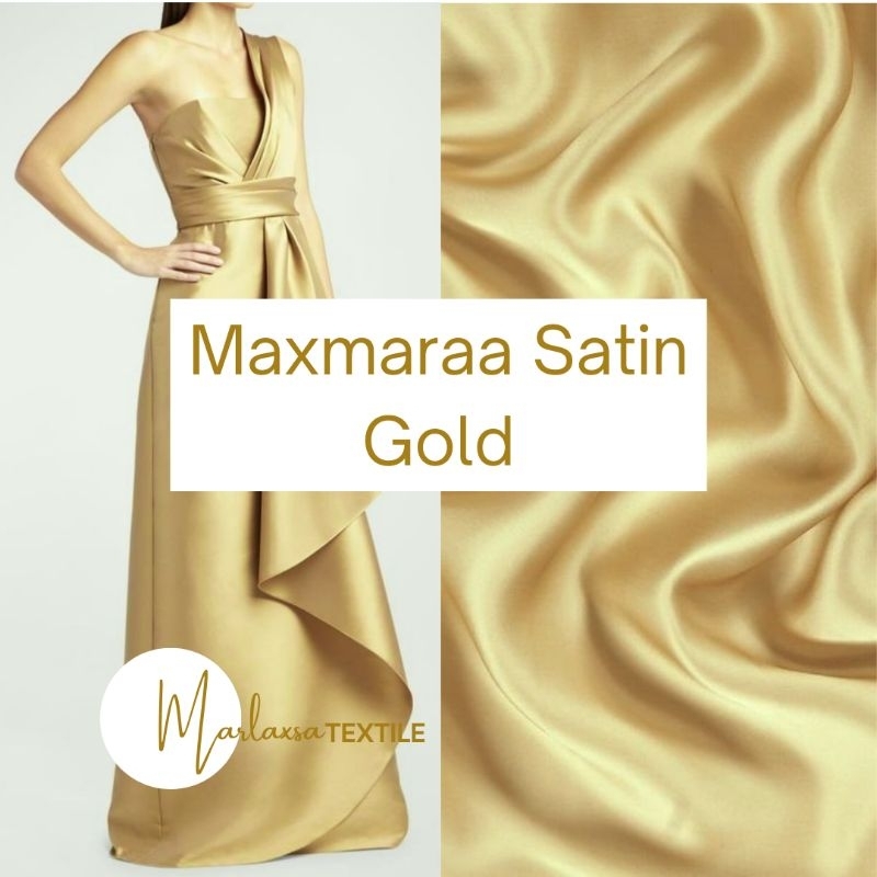 KAIN SATIN MAXMARAA PREMIUM WARNA GOLD | KAIN SATIN BRIDESMAIDS | BAHAN KAIN LAPISAN FURING KEBAYA