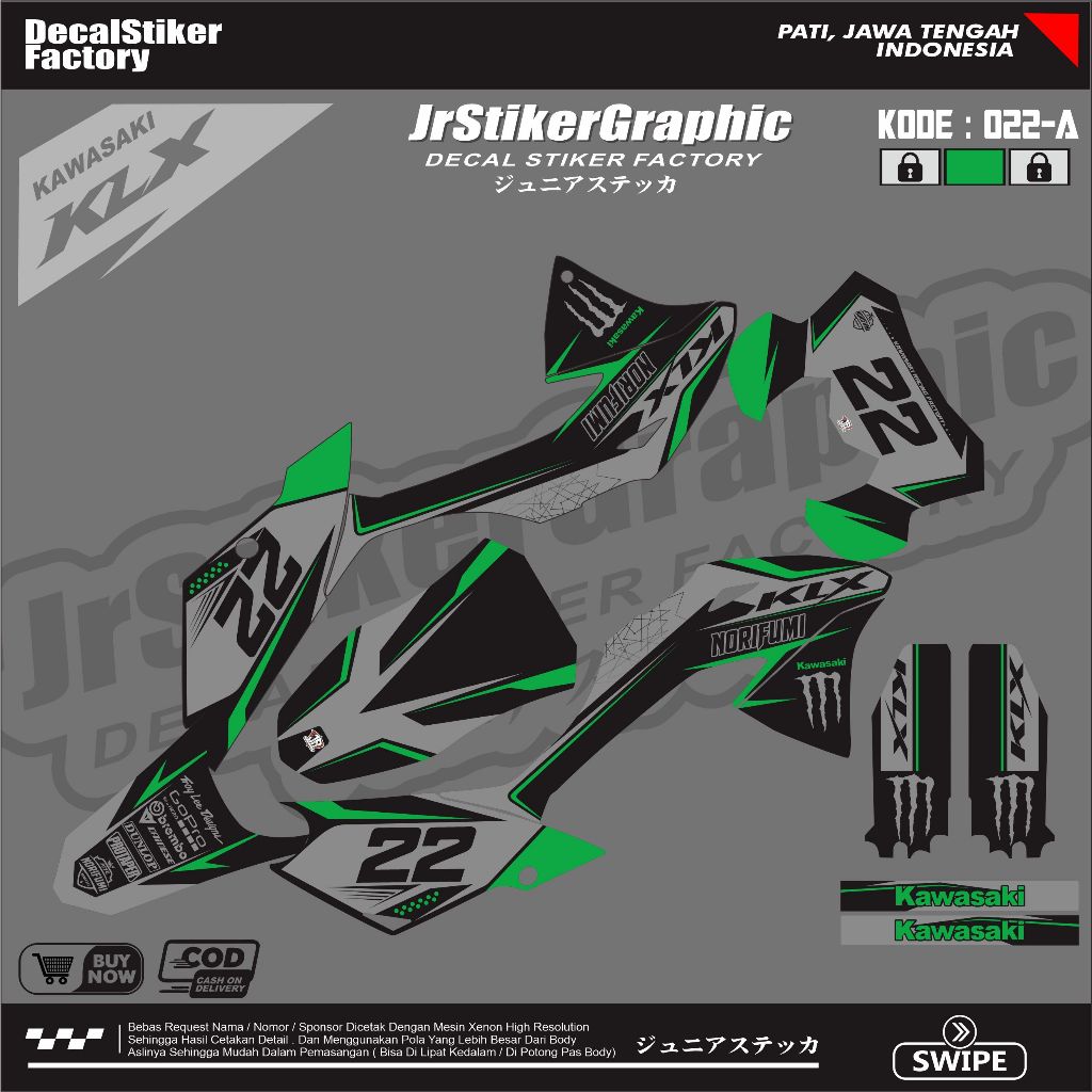 (BISA COD) DECAL KLX 150 BF SUPERMOTO EXTREME KEREN -DEKAL KLX BF TRAIL TRABAS-DECAL STIKER KLX BF H