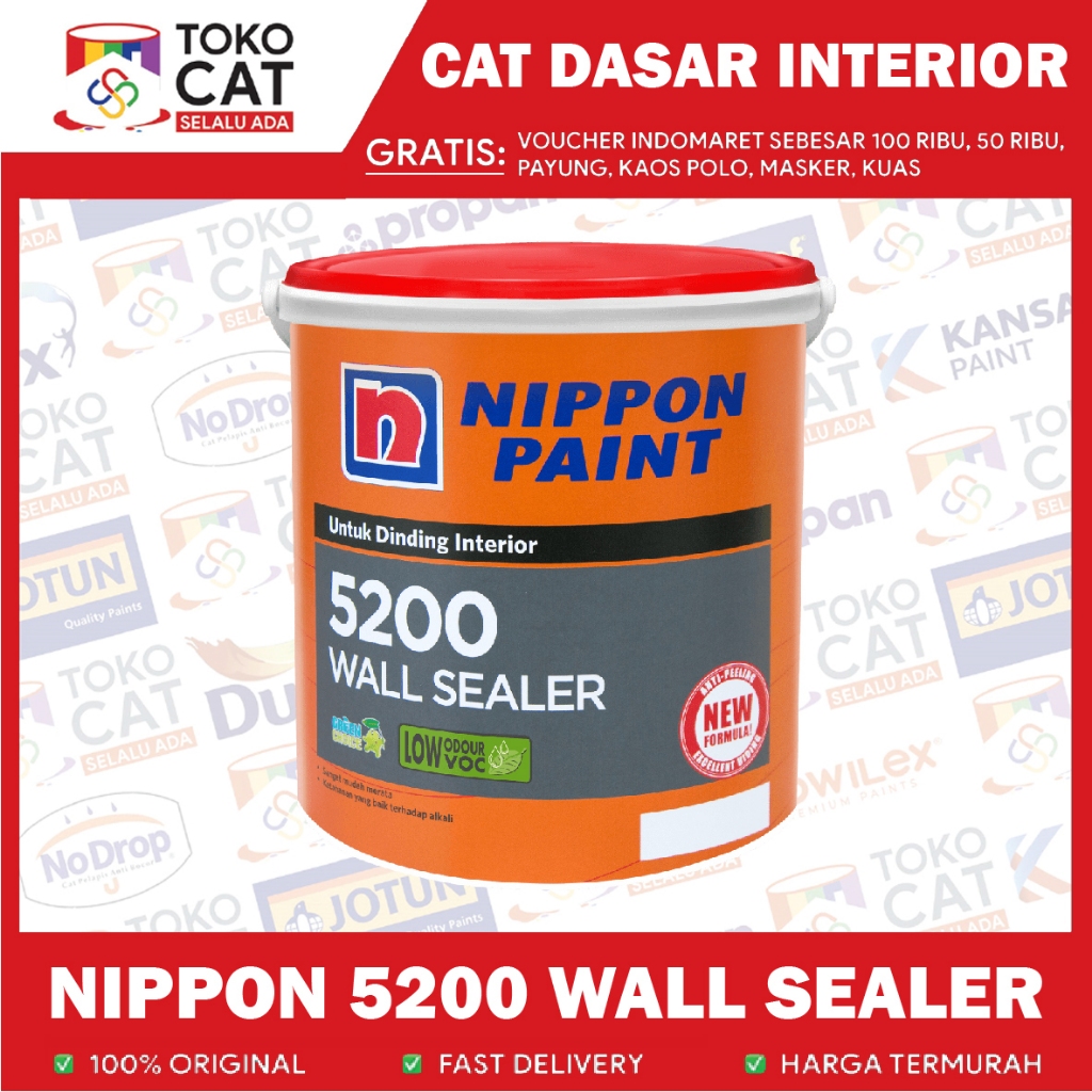 CAT DASAR DINDING | NIPPON PAINT 5200 WALL SEALER 25 KG | KEMASAN PAIL