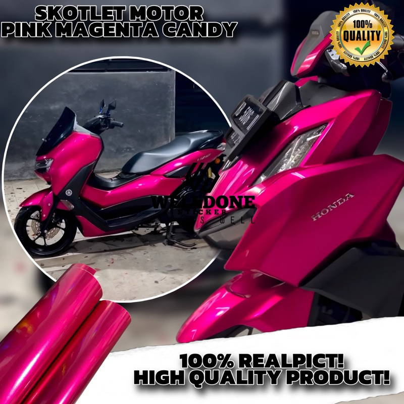 skotlet motor pink magenta candy metallic stiker motor pink candy glossy