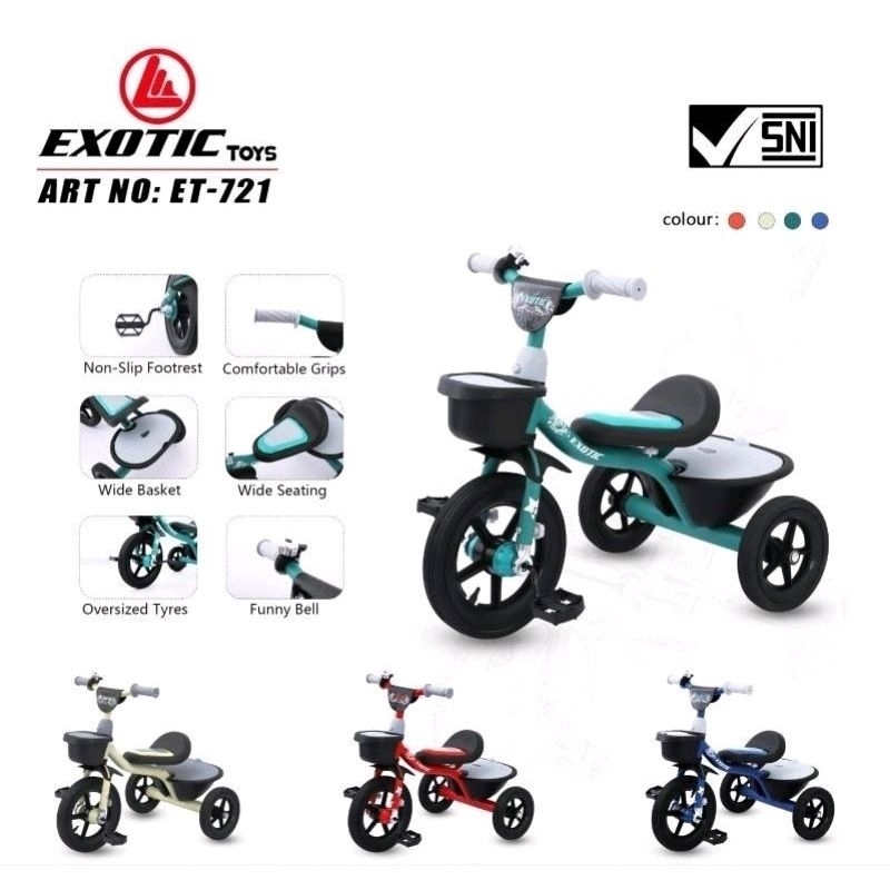 SEPEDA ANAK RODA TIGA EXOTIC ET-721 BAN KARET