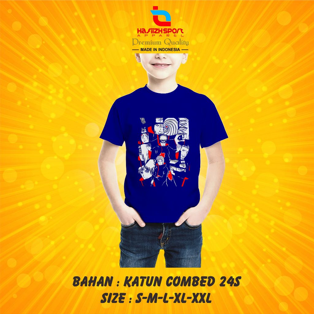KAOS BAJU ANAK ANIME AKATSUKI V.2 NARUTO PREMIUM