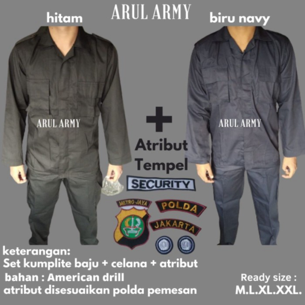 satpam Limited brimob - berkualitas security M pdl setelan seragam Baju murah Hitam SS82 Jual