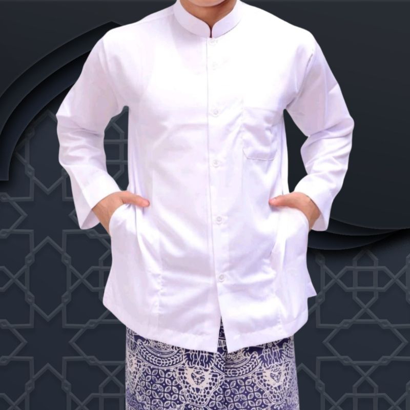 Baju Koko Haibah Putih Polos Lengan Panjang Koko Ammu Ibrahim Terbaru