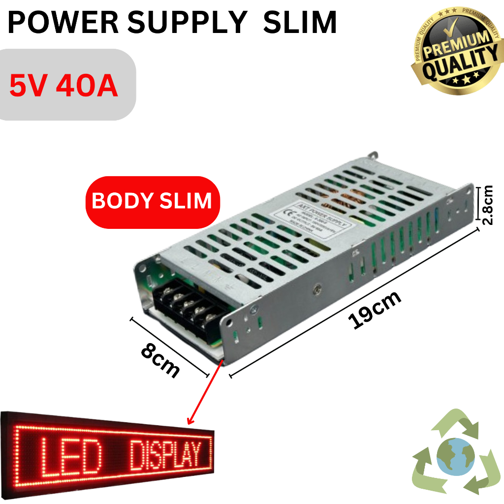Billabong02 Power Supply Slim 5V40A/ 5V 60A / 5V 80A Running Text Switching Adaptor Smps Psu 40A 5V