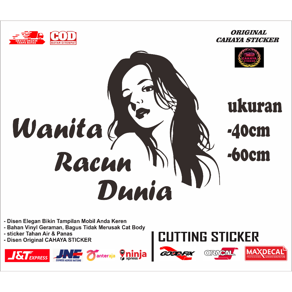 sticker truk mobil sticker wanita racun dunia sticker kaca truk sticker kaca mobil sticker mobil