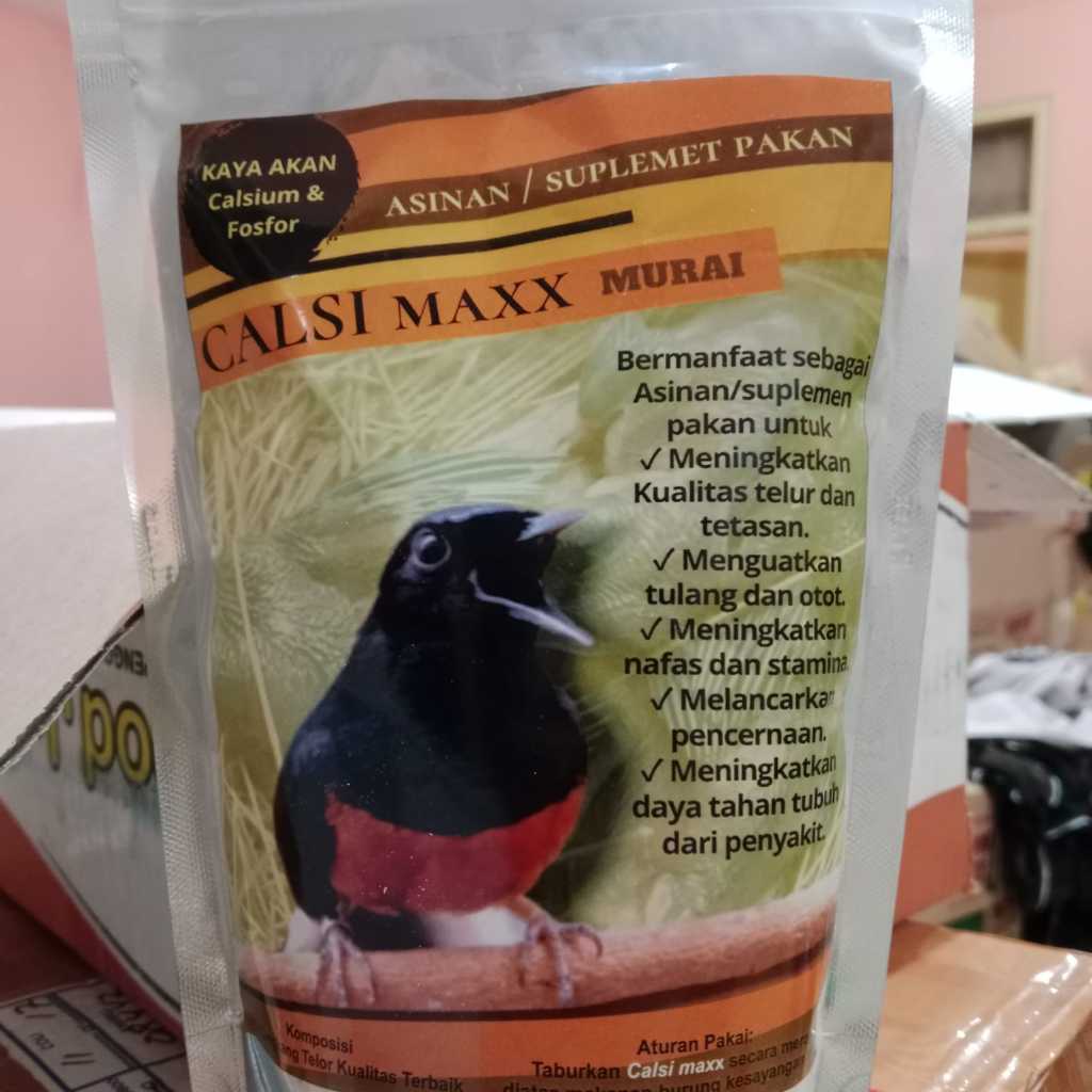 CALSIMAX CALSIMAXX KALSIUM BUBUK CANGKANG TELUR ASINAN UNTUK BURUNG MURAI BATU HIGH CALSIUM DAN FOSF