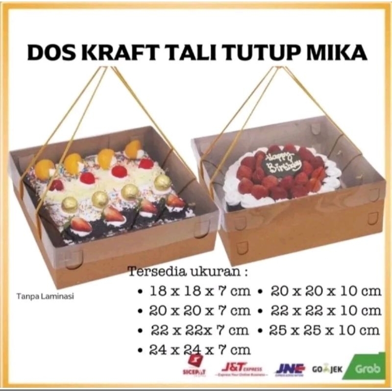 

Dos KRAFT TALI TUTUP MIKA 18x18x7CM Kardus Box Kotak Hampers Kue