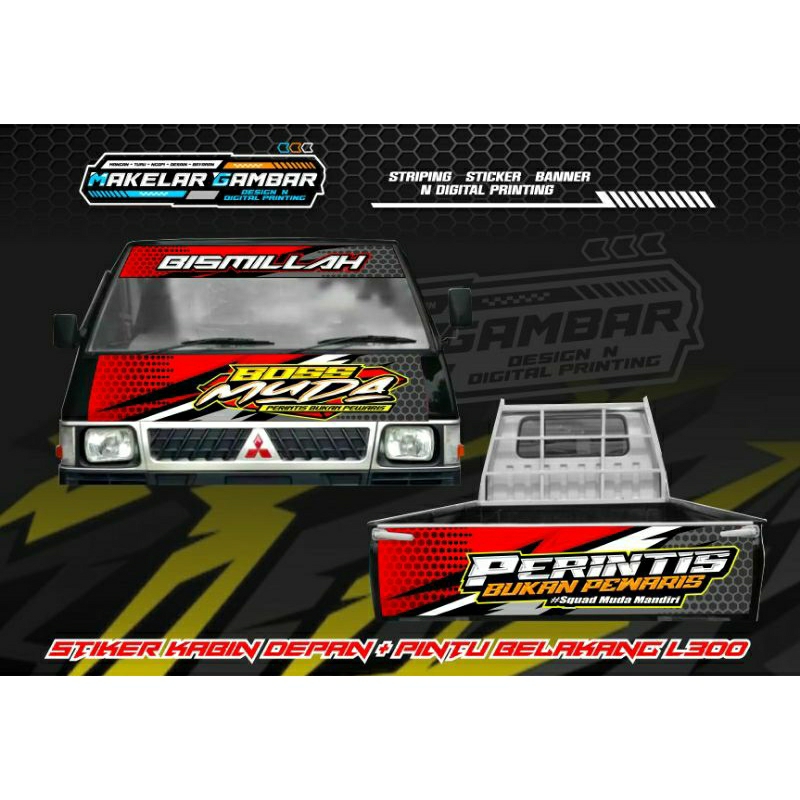 STIKER KABIN DEPAN + PINTU BELAKANG L300, STIKER L300 1 SET
