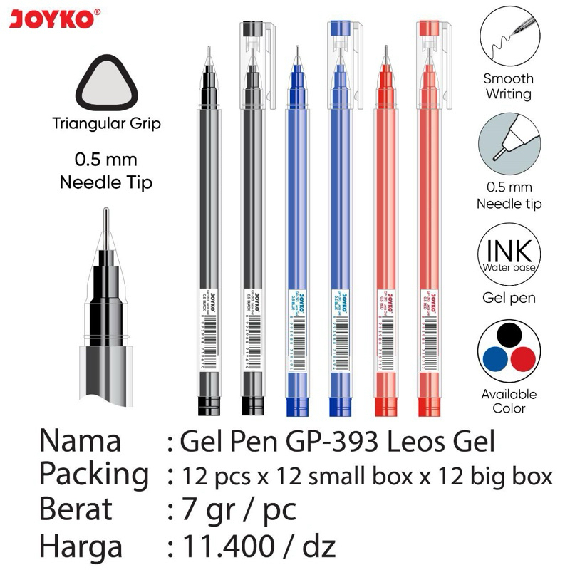 

( 1 PCS ) Pulpen Gel / Pena Jel Leos / Gel Pen Gp-393 Leos Gel Joyko