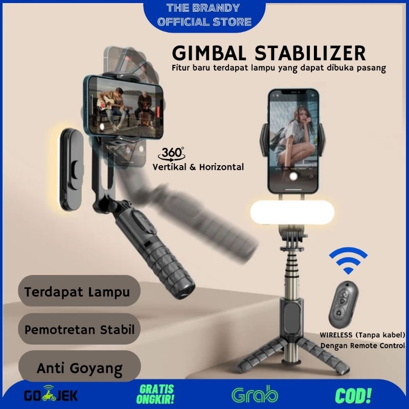 NEW BERGARANSI GIMBAL STABILIZER KAMERA HP / GIMBAL STABILIZER HP Q09 ANTI GOYANG DENGAN FLASH LAMPU