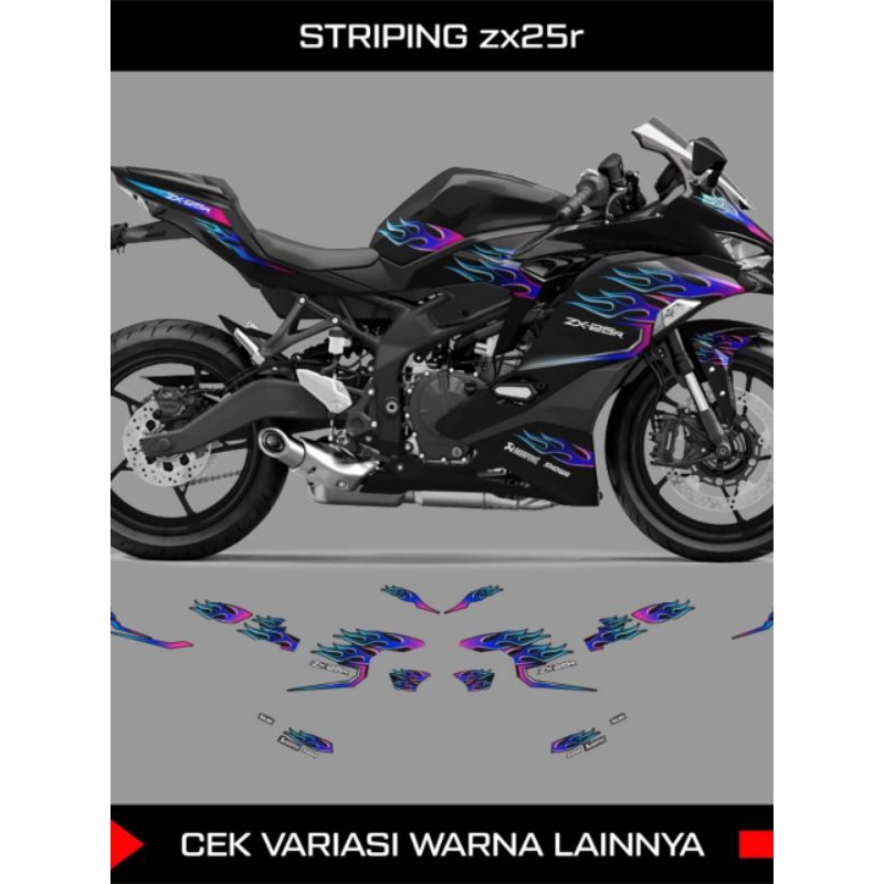 Stiker striping Zx25r / Sticker Variasi Motor ZX25R / Striping Semi full Body ZX25R
