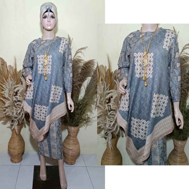 Stelan Rok Carla Batik Dobi Halus | Stelan Terbaru | Stelan Wanita Batik Kekinian - Modeluv