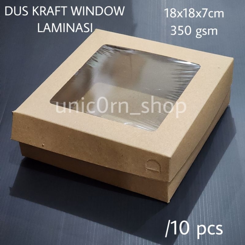 Dus Kraft Coklat WINDOW LAMINASI 18X18X7cm ( 10 pcs )