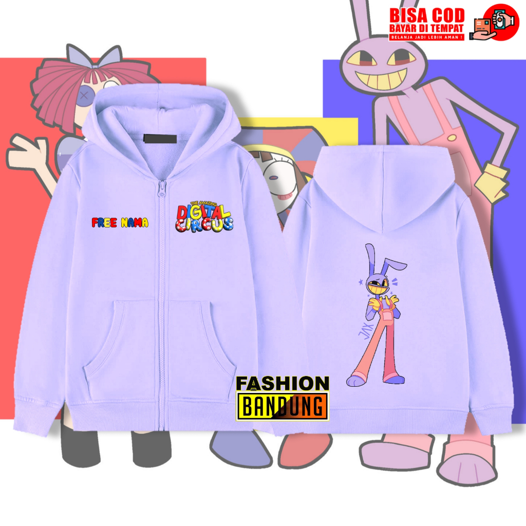 JAKET HOODIE ANAK JAX THE AMAZING DIGITAL CIRCUS HOODIE ZIPPER ANAK JAX DIGITAL CIRCUS