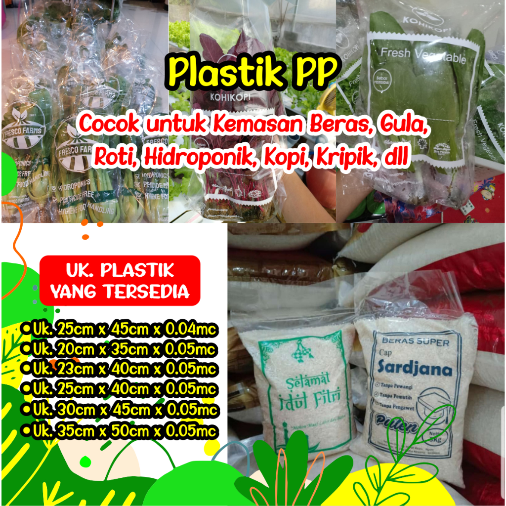 Sablon Plastik Kemasan Hidroponik Kemasan Sayur Plastik PP Uk. 20x35cm