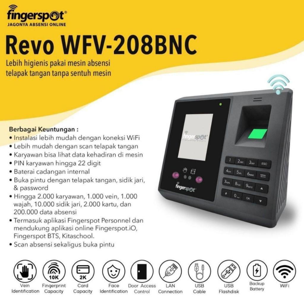 MGSSB - Mesin Absensi Wajah Revo 208BNC online Wifi fingerprint fingerspot absen scan Jari wajah kar