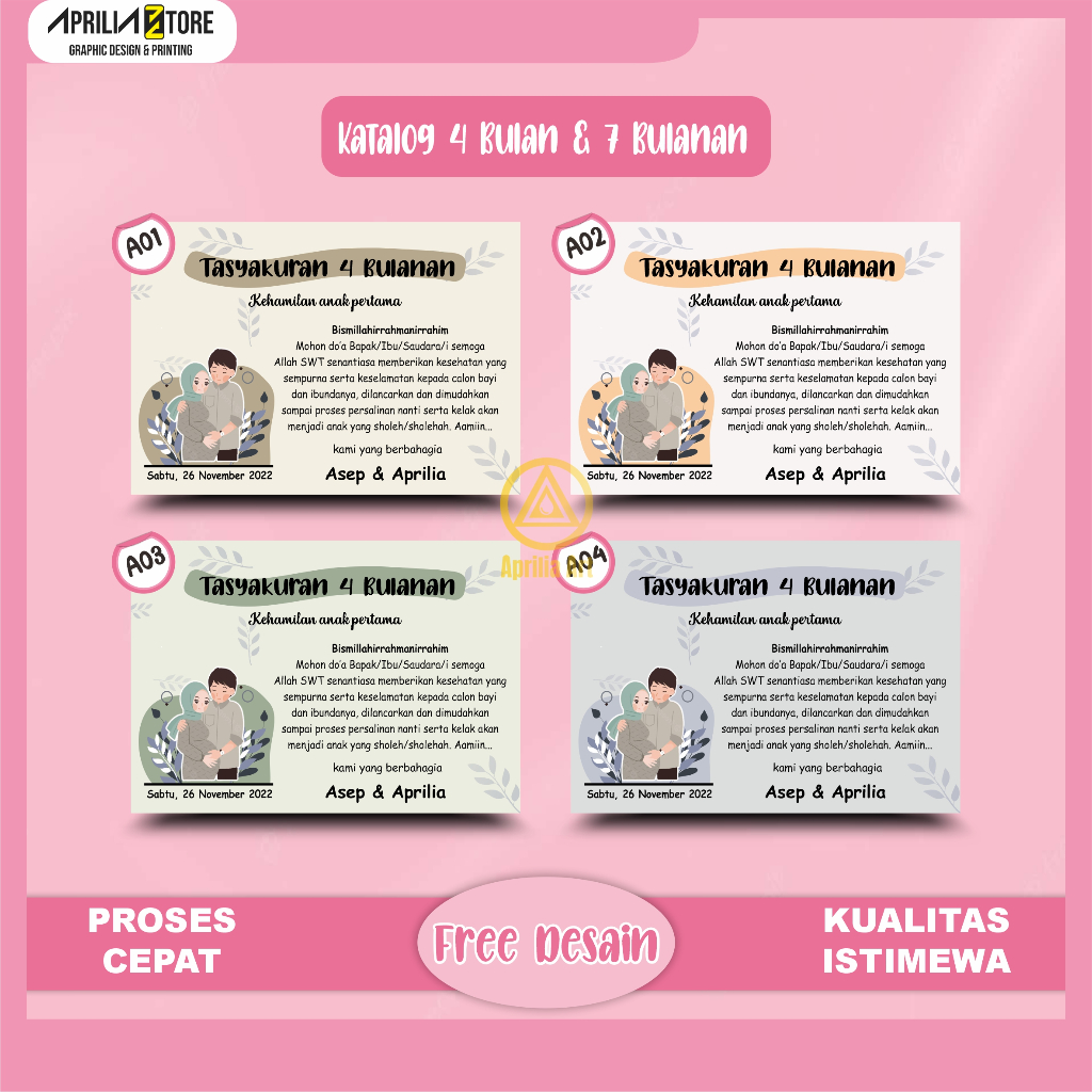 NEW KARTU UCAPAN  STIKER 7 BULANAN/ 4 BULANAN NASI BOX